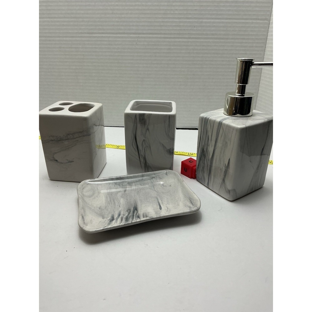 Vanity Set Marble Look Ceramic Sink Top 4 Piece NIB